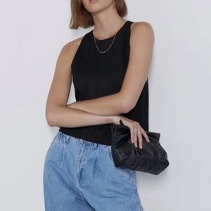 Zara Faux Suede Tank Zipper Back Neck NEVER WORN